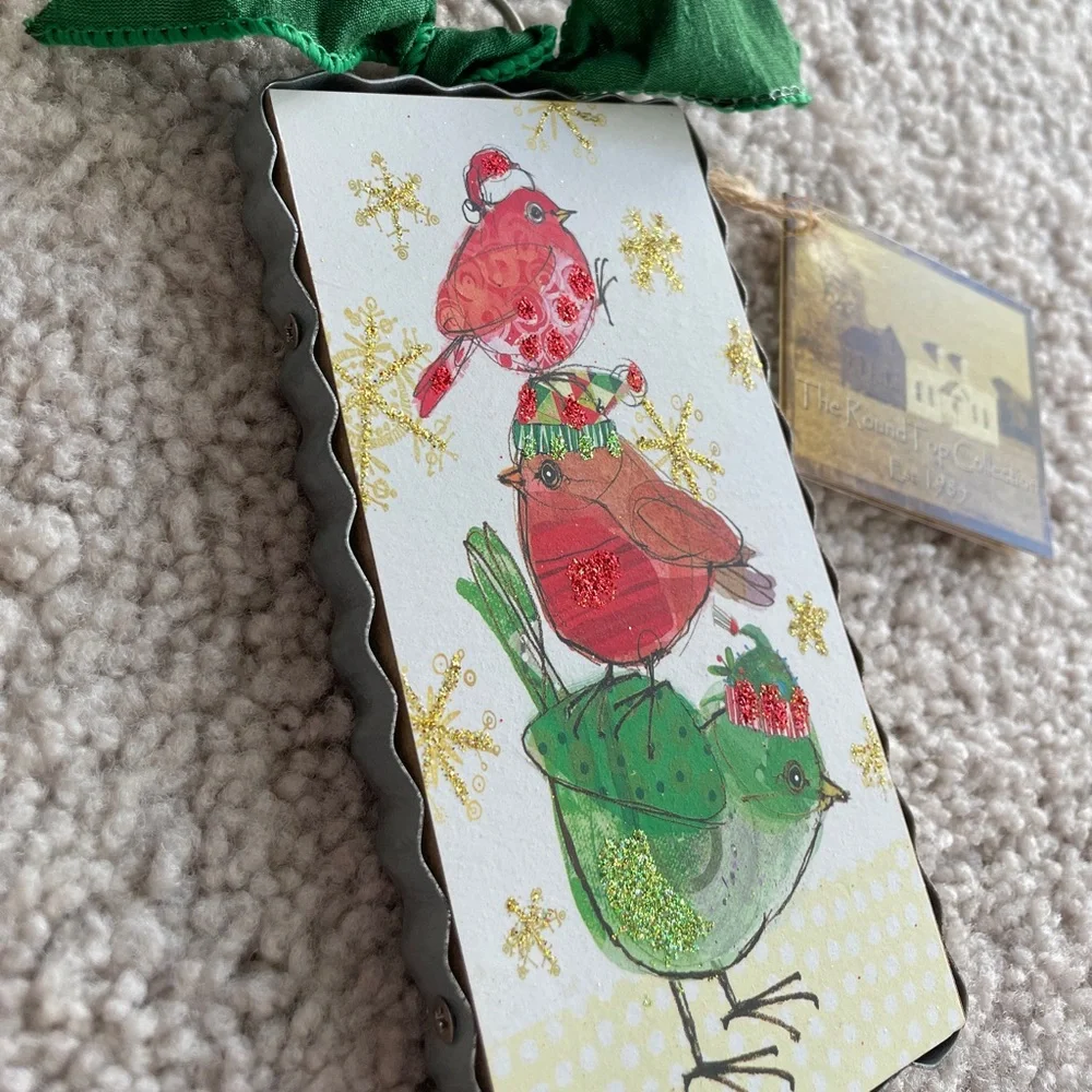 The Round Top Collection Glitter Holiday Birds Bow Mini Gallery Ornament